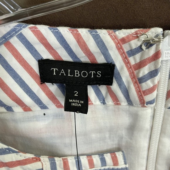 NWT Talbots Seersucker Patchwork Shift Dress Size 2 Blue Red - Picture 4 of 8